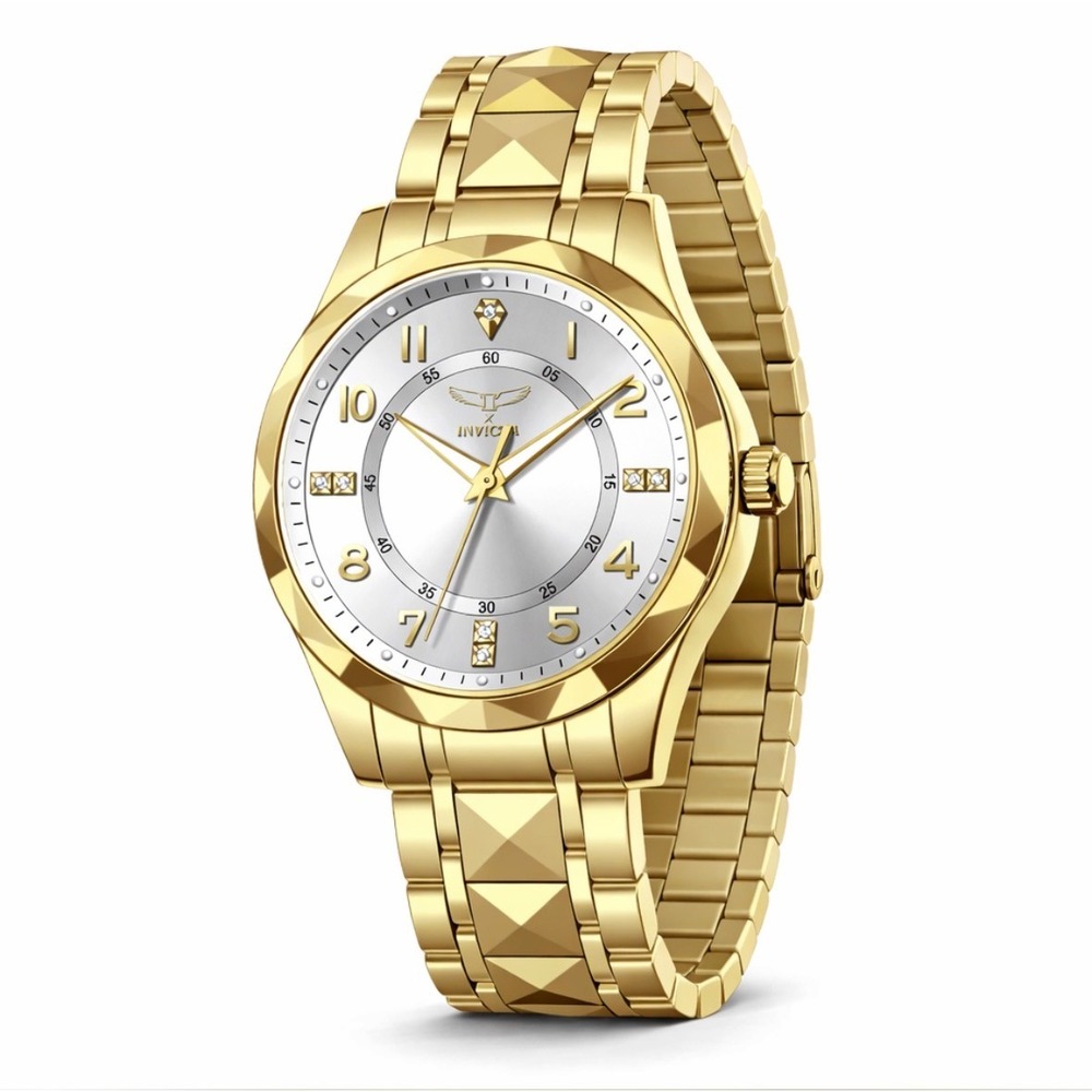 Invicta Specialty I Mens 41mm Gold Tone Quartz Watch Silver Dial 69018
